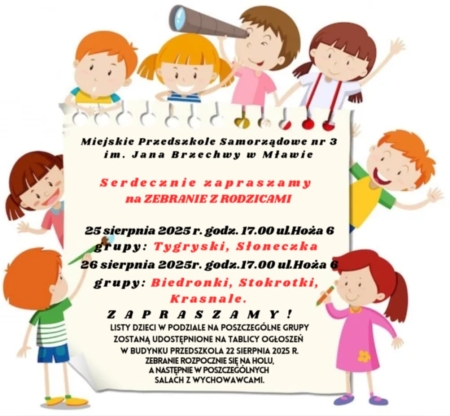 Zebranie z rodzicami - Miejskie Przedszkole Samorządowe nr 3  w Mławie