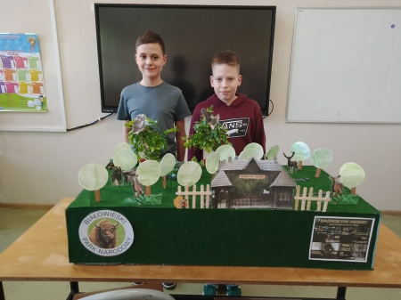 Parki Narodowe wykonane przez uczniów klasy 4b podczas lekcji przyrody.