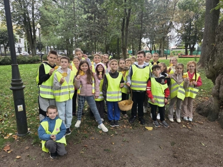 Klasa 3A oraz klasa 3D wybrały się do parku w poszukiwaniu darów jesieni. 